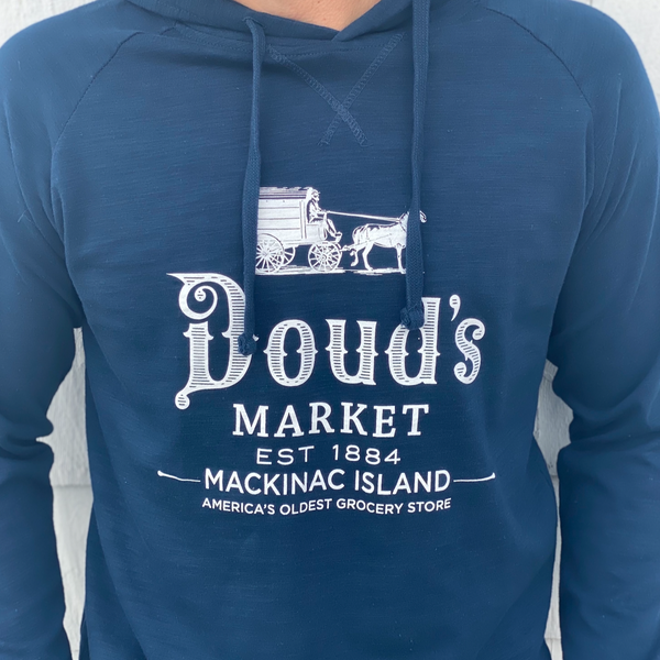 Blue Long Sleeved Hooded Shirt